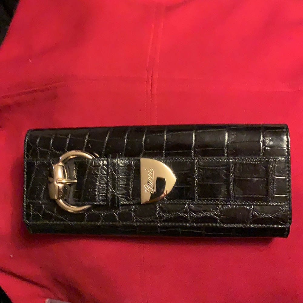 Genuine Gucci black Alligator/Crocodile clutch